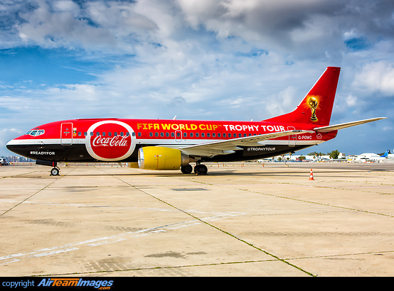 FIFA World Cup Trophy Tour by Coca Cola special colours for their round the world tour. Boeing 737-33A(QC)