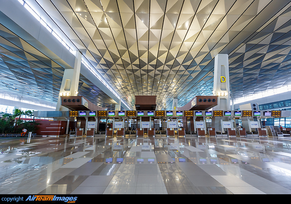Check-in area inside Terminal 3, which was opened in 2016 Jakarta Soekarno Hatta Airport