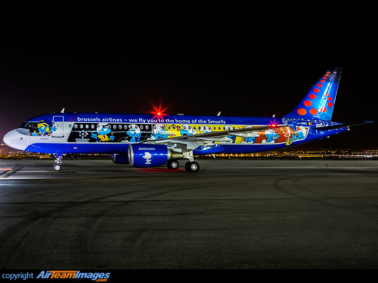 Aerosmurf, the Fifth and latest special scheme in the Belgian Icon series from Brussels Airlines. Airbus A320-214