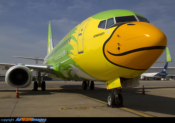 Nok Air of Thailand is possibly the most colourful airline in Asia. With the exception of a few early B737s, all subsequent deliveries wear unique liveries with the exception of one feature - the beak on the nose. Boeing 737-86N