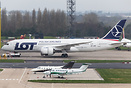 Overlooking the MAEL apron with LOT Polish Airlines Boeing 787-8 SP-LR...