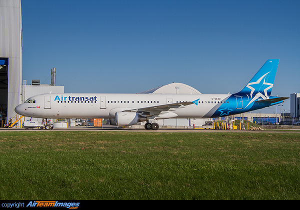 Air Transat's first A321, ex-Aeroflot aircraft, parked in front of the company's hangar prior to entry into service later this month. Airbus A321-211