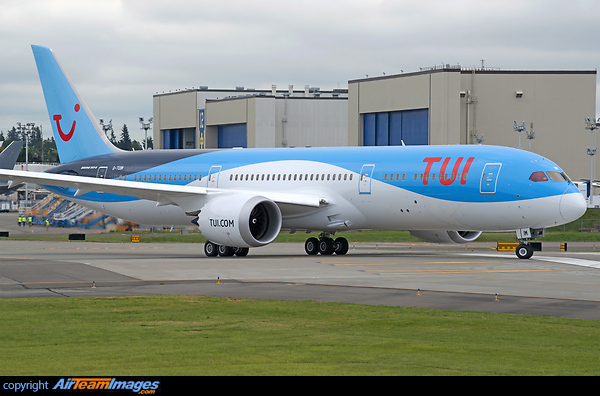 Turning on active runway to take off on her delivery flight to Manchester UK Boeing 787-9 Dreamliner
