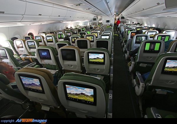 ET809 ADD-JNB rear section economy class. Airbus A350-941