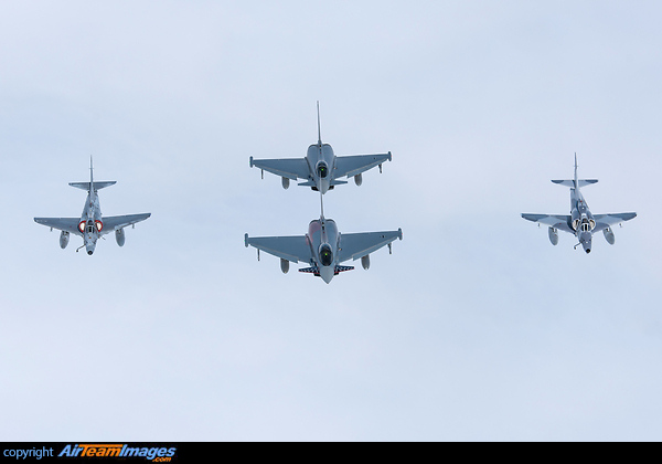 Top Aces Douglas A-4N Skyhawk II C-FGZO and C-FGZD together with German Air Force Eurofighter Typhoon 30+90 and 30+33 Douglas A-4N Skyhawk II