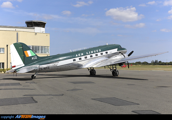 This DC-3 was manufactured in September 1943 and is currently registered ZS-NTE. It served with the Royal Air Force until transfer to the South African Air Force in 1945. There it remained until retired in 1995. It was sold and registered ZS-NTE and after a period of 7 years in storage was restored to flying condition in 2009. Aer Lingus has funded and supported the arrival of the DC-3 to Ireland in summer 2017. This includes the accurate painting of the DC-3 in the livery deployed in 1956. Aer Lingus will showcase the aircraft at a number of events over the next 5 years. The aircraft also carries the historic EI-ACD Irish registration which was previously used on an actual Aer Lingus DC-3. Douglas DC-3C
