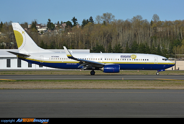 Miami Air International's latest 737 NG after touchdown in warm golden light Boeing 737-8HX