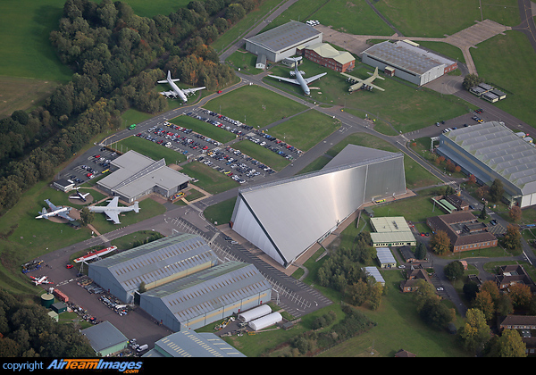 An aerial view of the Royal Air Force Museum at Cosford. RAF Cosford Museum