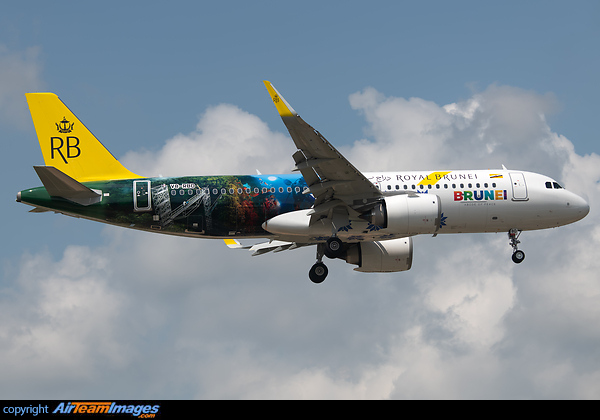 Special livery promoting Brunei Tourism "Brunei -" Adobe of Peace". Airbus A320-251N
