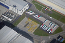 An aerial view of the Airbus UK wing storage area at Hawarden. The win...