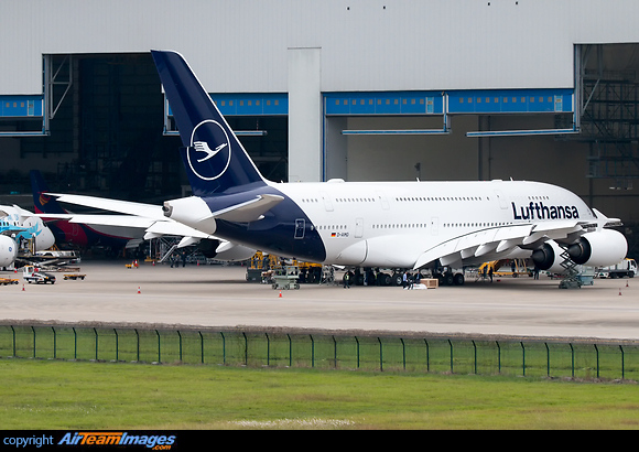 The first Lufthansa A380 with new livery. Airbus A380-841