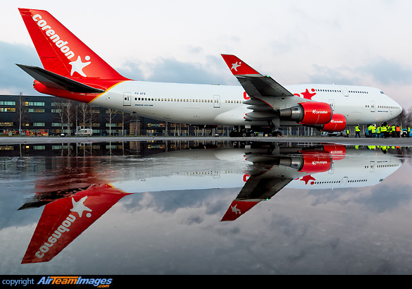 First and only flight of ex-KLM 747 in Corendon livery. The PH-BFB is now officially retired from its duties with KLM and will be given a new home in the frontyard of the Corendon Village Hotel in Badhoevedorp, the Netherlands. Boeing 747-406