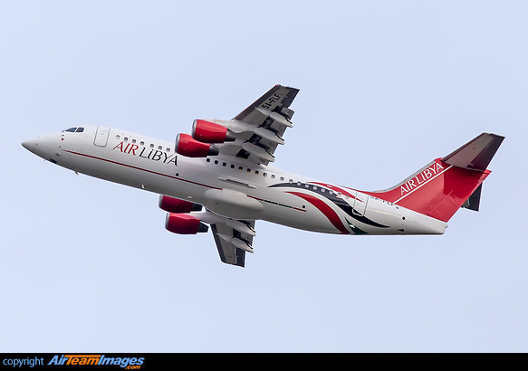 Recent addition to the Air Libya fleet is this RJ100 which came out of Airbounre Colours paint shop at East Midlands. British Aerospace Avro RJ100