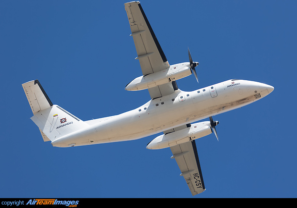 New aircraft type for this regional airline based in Ecuador. Avioandes operates several helicopters and now they have this Dash, Ex N454YV, and operated by LC Peru a few years back Bombardier Dash 8-201Q