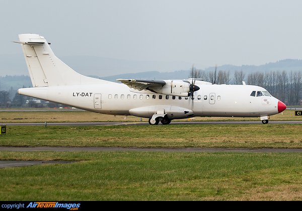 Taxying out for a 23 departure.
On lease to Loganair to cover for their Embraer jets. These are now used to cover flights for Airbus, recently operated by FlyBMI which just went bust. ATR 42-500