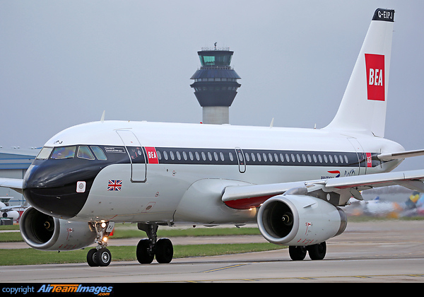 British Airways have painted this Airbus A319 (G-EUPJ) in special retro BEA scheme. Airbus A319-131