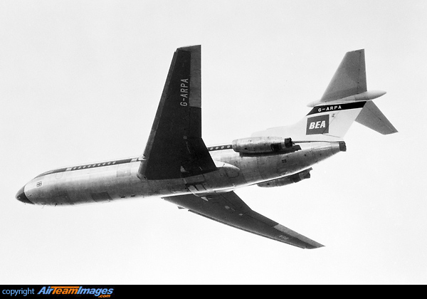 The first full prototype (G-ARPA), Hawker Siddeley DH121 Trident 1C flew for the first time at Hatfield on 9th January 1962. Hawker Siddeley Trident 1C