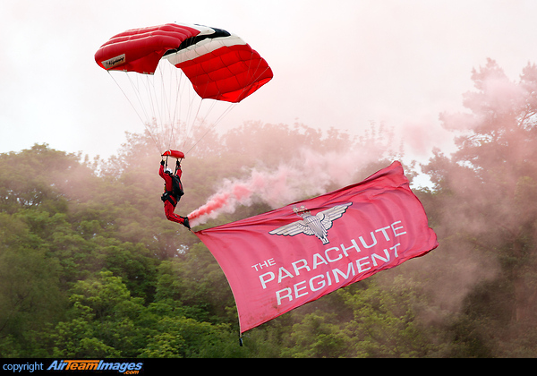 The British Army's Red Devils Parachute Regiment displaying at the Midlands Air Festival 2019 Red Devils Parachute Team