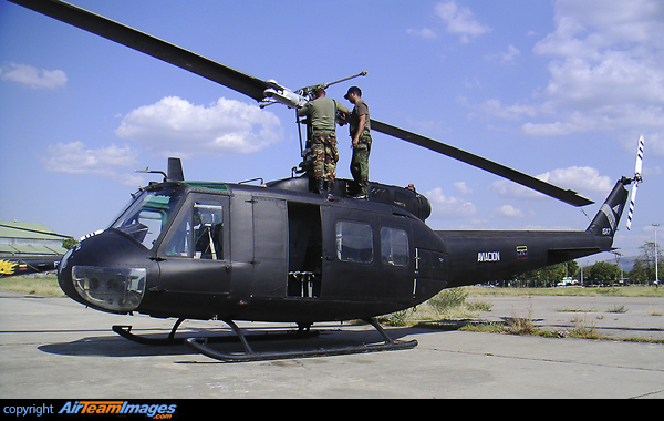 At that time it was the only example of the type flying with the FAV,and for some reason it was painted matt black for the rest of its operational life (about one more year) Bell UH-1H Iroquois
