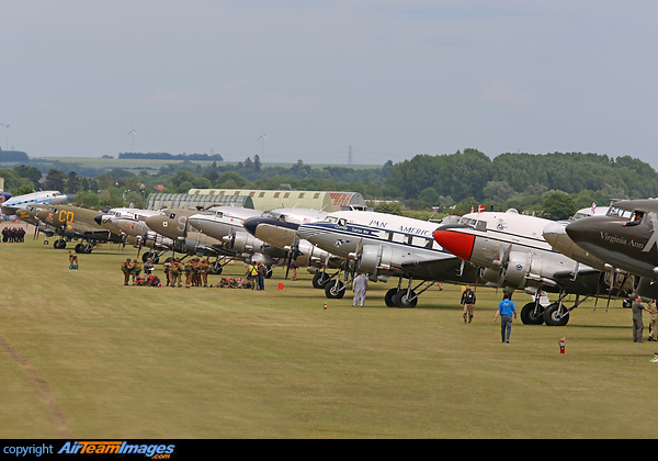 A line of DC-3's at Duxford for the D-Day 75th anniversary event. D-Day 75th Anniversary