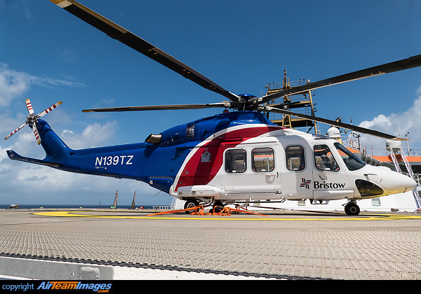 Visiting offshore vessel Normand Installer off the coast of Guyana. AgustaWestland AW-139