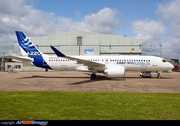 Airbus A220-300 C-FFDK has been painted into Airbus livery by Airbourne Colours at East Midlands airport Airbus A220-300