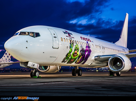 New to the Neos fleet, with additional Angry Birds 2 decals. Boeing 737-85F