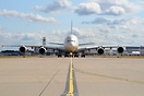The mighty A380 head on as it vacates runway 27 left, heading for a 27...
