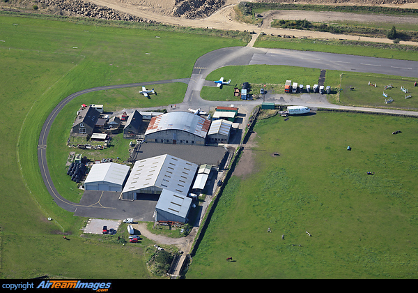 An aerial view of Crosland Moor Airfield near Huddersfield, Yorkshire. Crosland Moor Airfield
