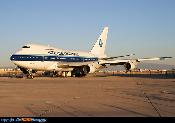 Flew under the name "Global Peace One". The aeroplane was used for missions to Third World countries, delivering aid to disaster areas and to countries with people in need.The aeroplane was formerly involved in the China Airlines Flight 006 incident. Boeing 747SP-09