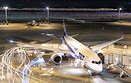 An ANA 787-8 on turn around at Tokyo's Haneda airport caught in a 80 m...