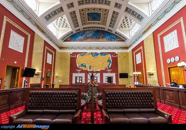 A rare look inside the VIP terminal in St Petersburg, like stepping back in to the past with it's Soviet style decor. The far wall boasts an old route map of the Union along with some intricate art-work. St. Petersburg VIP Terminal