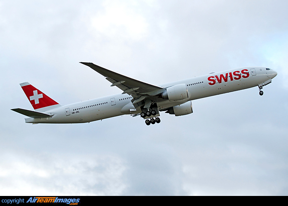 Departing on her delivery flight to Zurich, Switzerland Boeing 777-3DE/ER