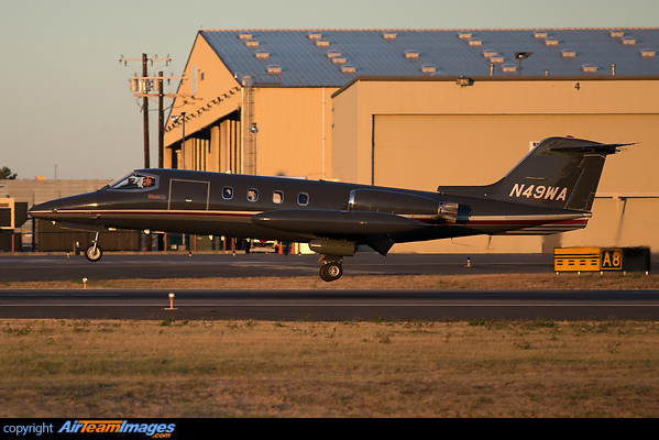 About to touch down at the golden hour right at sunset Bombardier Learjet 25B