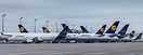 part of Lufthansa fleet grounded on the apron in Munich. A380s, A340-6...