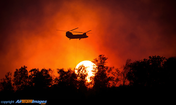 Fighting the largest wildfire to date in The Netherlands. Boeing CH-47D Chinook