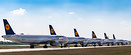 stored Lufthansa jets on taxiway B in Munich.