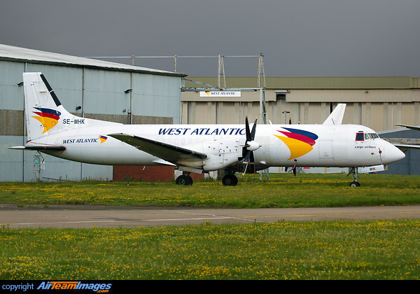 West Atlantic ATP SE-MHK sits outside the airline's hangar at East Midlands Airport British Aerospace ATP