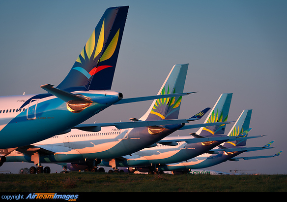 COVID related storage of part of the Air Caraibes fleet on runway 02/20 in Paris-Orly Airbus A330-323