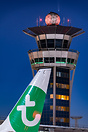 In the very early morning, combination of Paris-Orly ATC Tower, tail o...