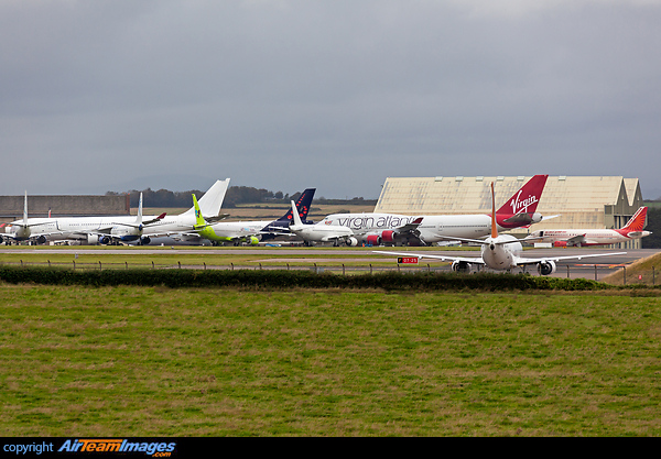 Overview of part of the stored airliners that have all arrived at St Athan for Storage or Parting out. A number of aircraft ranging from 747's A330's, A320, A319, 737-800's and 737-400. St Athan Aircraft Storage