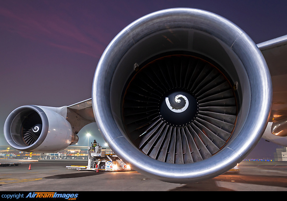 Currently certified on 15 commercial and military aircrafts and having a static thrust of 59,000 lbs, a massive increased fan diameter of 93 inches, the GE CF6-80C2 is the powerhouse for models including including the B747-400 & MD-11. The CF6-80C2 is also certified for ETOPS-180 for the A300, Airbus A310, B767, KC-767A/J, E-767J, Kawasaki C-2, and, as the F138, the C-5M Super Galaxy and VC-25A. China Airlines Cargo B747-400F, B-18722 getting prepped for her inaugural departure to Amsterdam from Mumbai under a nice colourful morning sky. General Electric CF6 Engine