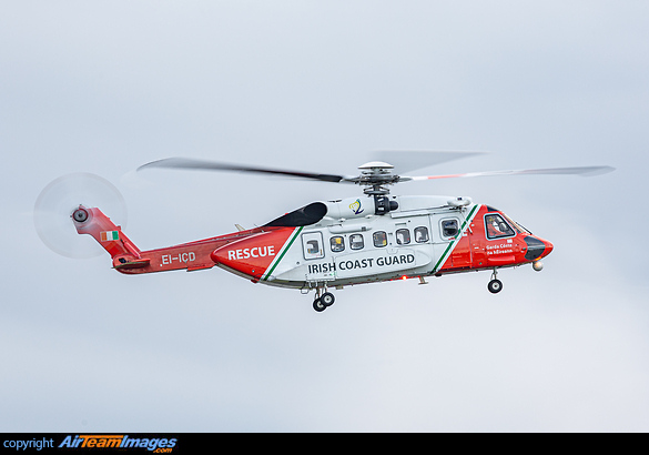 Irish Coast Guard Sikorsky S-92A arriving back at base following a training exercise. Sikorsky S-92A Helibus