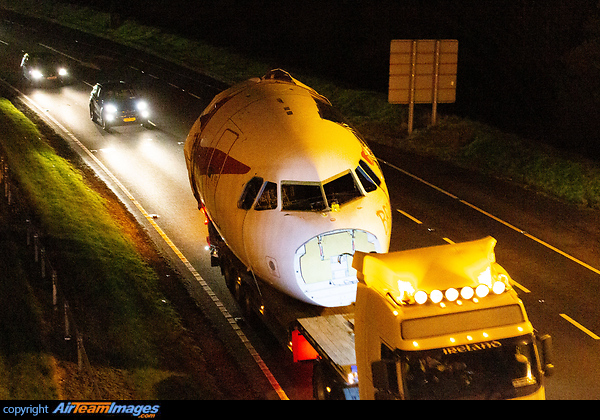 The forward fuselage of Airbus A319 EI-FVG (formerly of Ernest Airlines) is hauled to the scrapyard following dismantling at Shannon Airport. The Italian LCC ceased operations in January 2020 and were declared bankrupt by an Italian court later in the year. Airbus A319-111