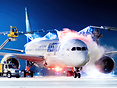 De-icing before a cargo departure to London-Gatwick