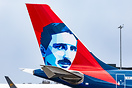 New Air Serbia A330-200 featuring a tail commemorating Nikola Tesla, a...