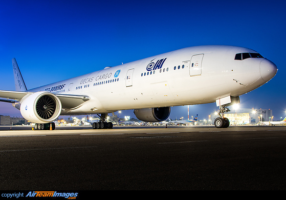 Ex Emirates A6-EBB, the first Boeing 777 passenger to freighter (P2F) conversion in the world in a joint project between GECAS and Israel Aerospace Industries. Boeing 777-36N/ER(SF)