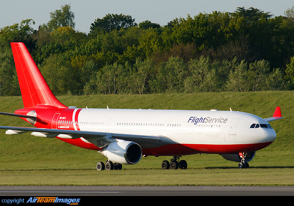 Airbus A320-203, 9H-MFS of AELF Flight Service - operated by Maleth Aero - arriving at Birmingham for attention in the STS hangar. Aircraft still wears the basic livery of former operator Atlas Global Airbus A330-203