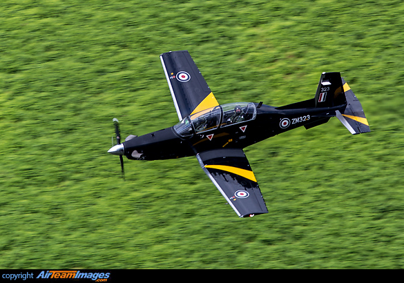 Seen here on a low level training flight navigating the Mach Loop, Wales. Raytheon T-6C Texan T1