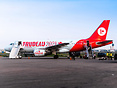 The new campaign plane for the Liberal Party of Canada, parked in Toro...